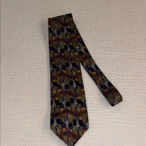 VTG J. Garcia Neck Tie 100% Silk Collectors Edition Abstract Trees Dark Woods